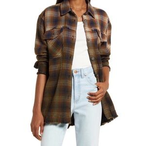 Free People Anneli Frayed Plaid Shirt